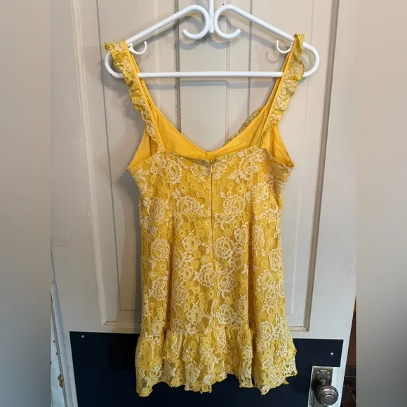 Yellow Lace Ruffle Slip Dress - Picture 2 of 2